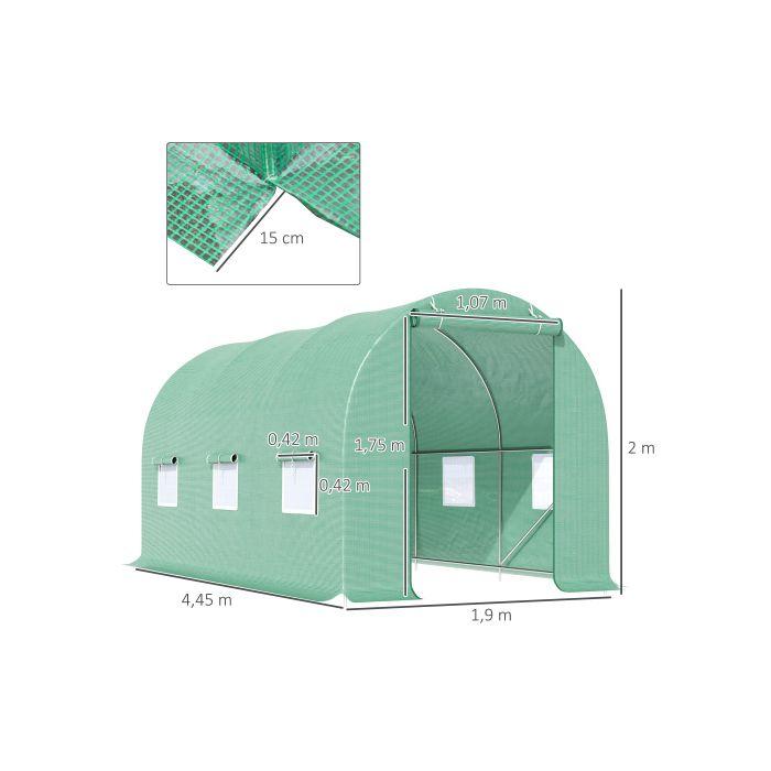 Serre - Outsunny - 445x190x200cm - Imperméable - Accès facile - Finition de haute qualité