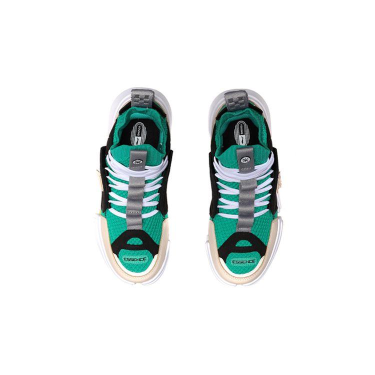 Li Ning Youth  Childrens Paris Fashion Week Trendy Casual Mid-Top Basketball Shoes Kids Sneakers Black Green YKBN048-5