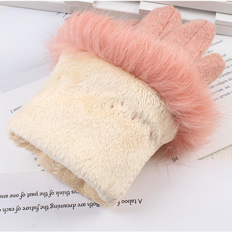Women Autumn Winter Cashmere Warm Mittens Full Finger Mittens Women Outdoor Sport Female Gloves