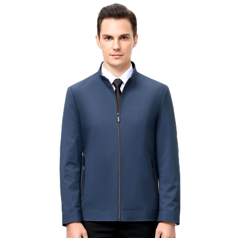 2024 Spring Men's Stand-up Collar Jacket for Middle-aged & Elderly Business Casual 
