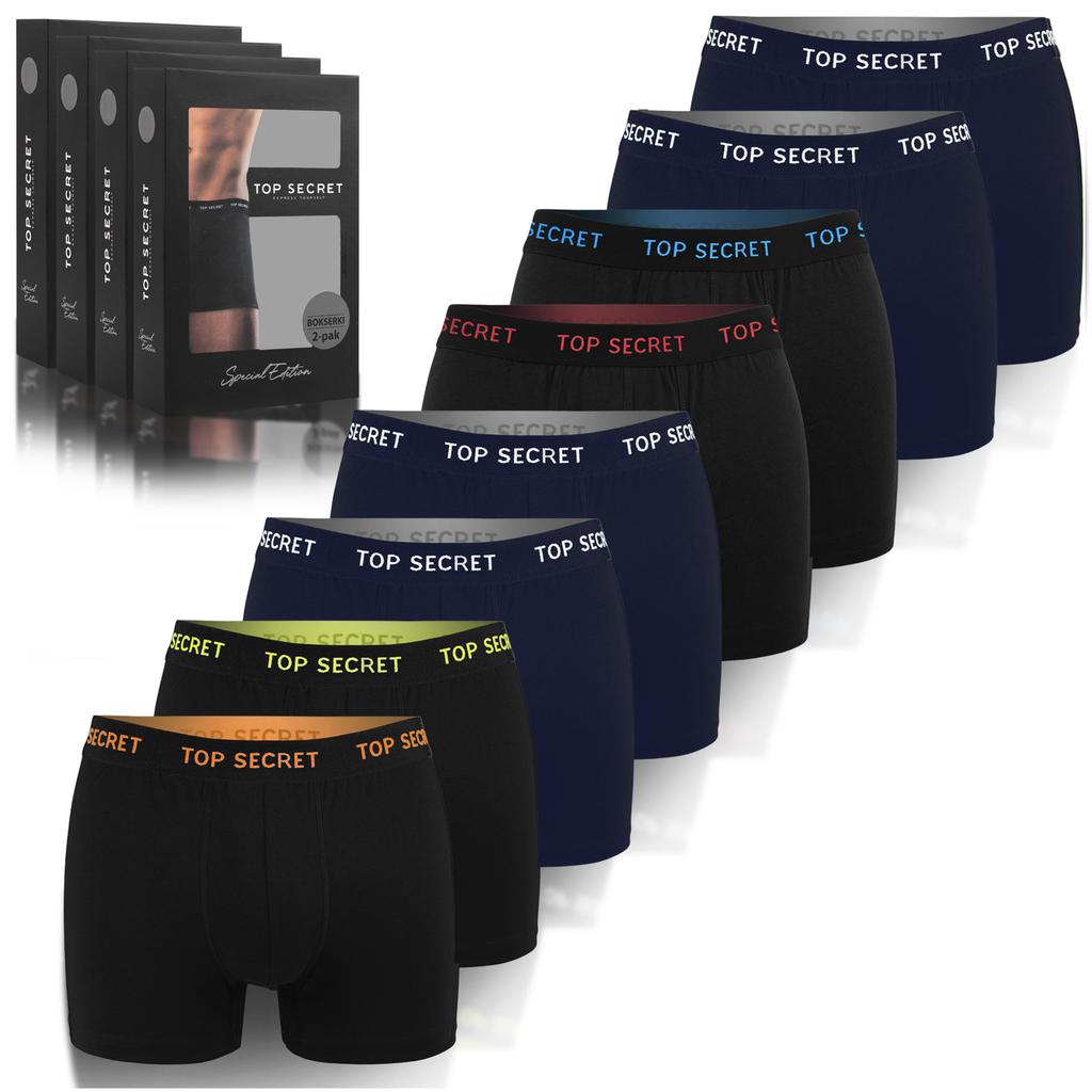 TOP SECRET Men's Cotton Boxer Shorts 8 Pack