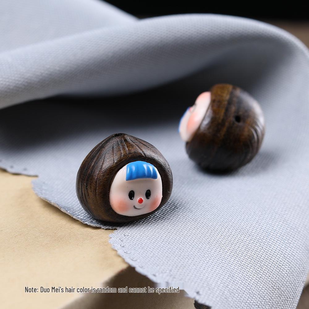 Rosewood Cartoon Chestnut Sister Garlic Pendant in Green Sandalwood Mobile Phone Chain