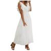 Women's Fashion Slim Sexy Ruffle Sleeve Chiffon Pleated Skirt Solid Color Dress