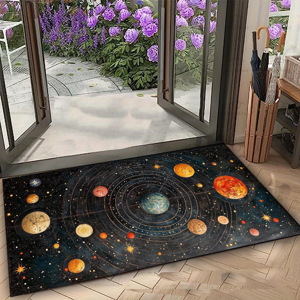 Starry Sky Moon Theme Door Mat Easy To Clean Outdoor Carpet Suitable Home Such Living Rooms Kitchens Bedrooms Decor Doors Rugs