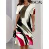 Vintage Dresses For Women  Summer Casual Short Sleeve Loose Flowers Print Dress Women Beach Mini Fashion Clothing Robe Femme