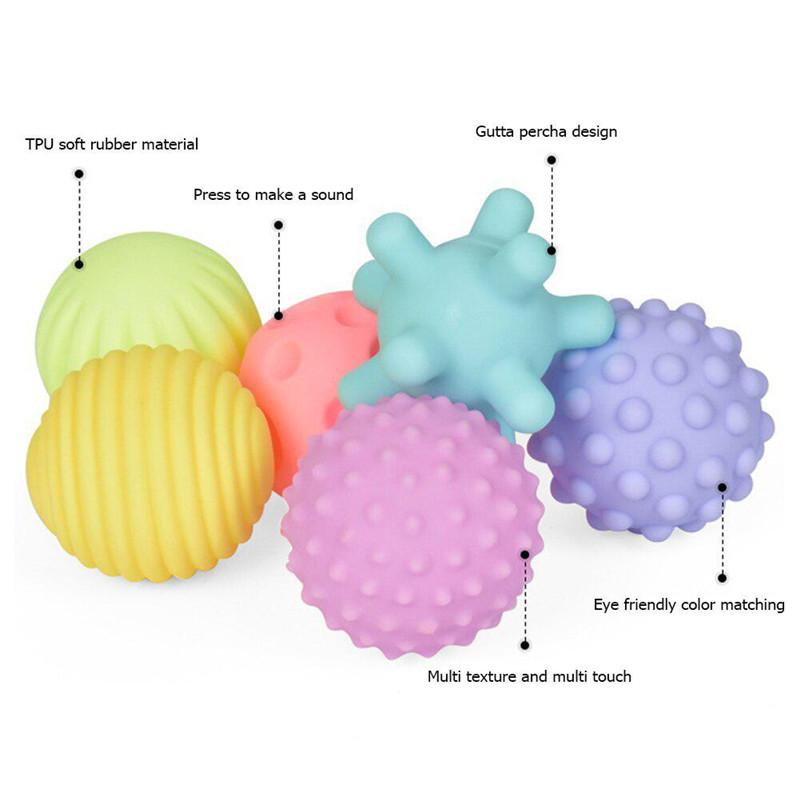 6pcs Textured Multi Ball Set Develop baby's Tactile Senses Toy Baby Touch Hand Ball Toys Baby Training Ball Massage Soft Ball