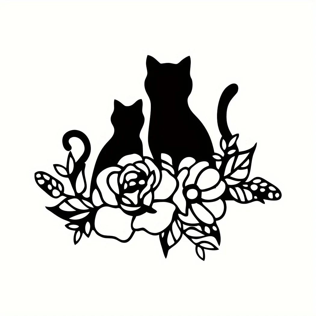 

1pc Metal Cat Lover Sign, Cat Lover Flower Wall Art, Metal Pet Lover Sign, Home Room Decor Sign, Metal Wall Art