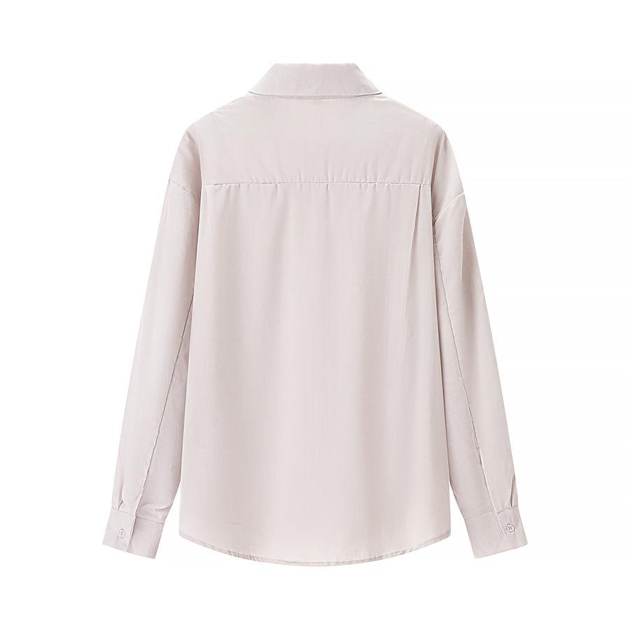 2025 Spring Women's European and American Style Multi-Color Button-Embellished Shirt with Turn-Down Collar