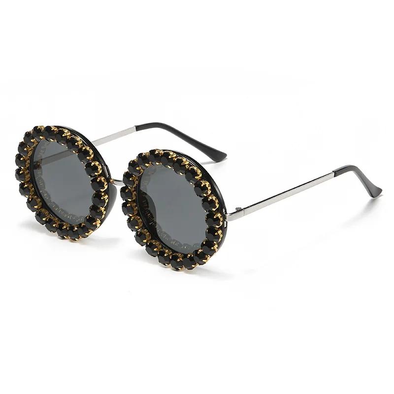 

Round Diamond Sunglasses Women Luxury Brand Designer Fashion Vintage Party Travel Steampunk Sun Glasses Sexy Ladies Shades Uv400 only 1pcs sunglasses