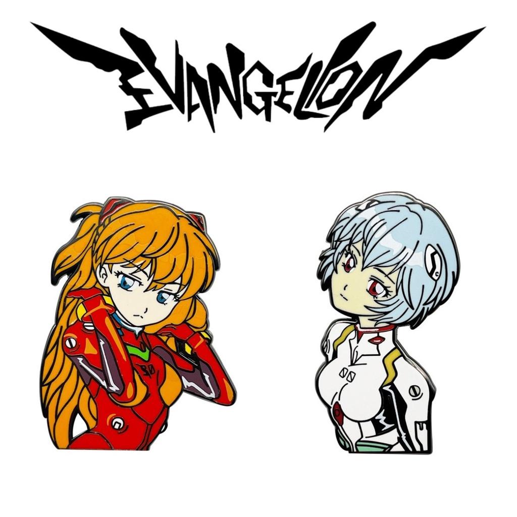 Eva Evangelion Pin Badge Featuring Asuka And Rei Perfect For Fans!