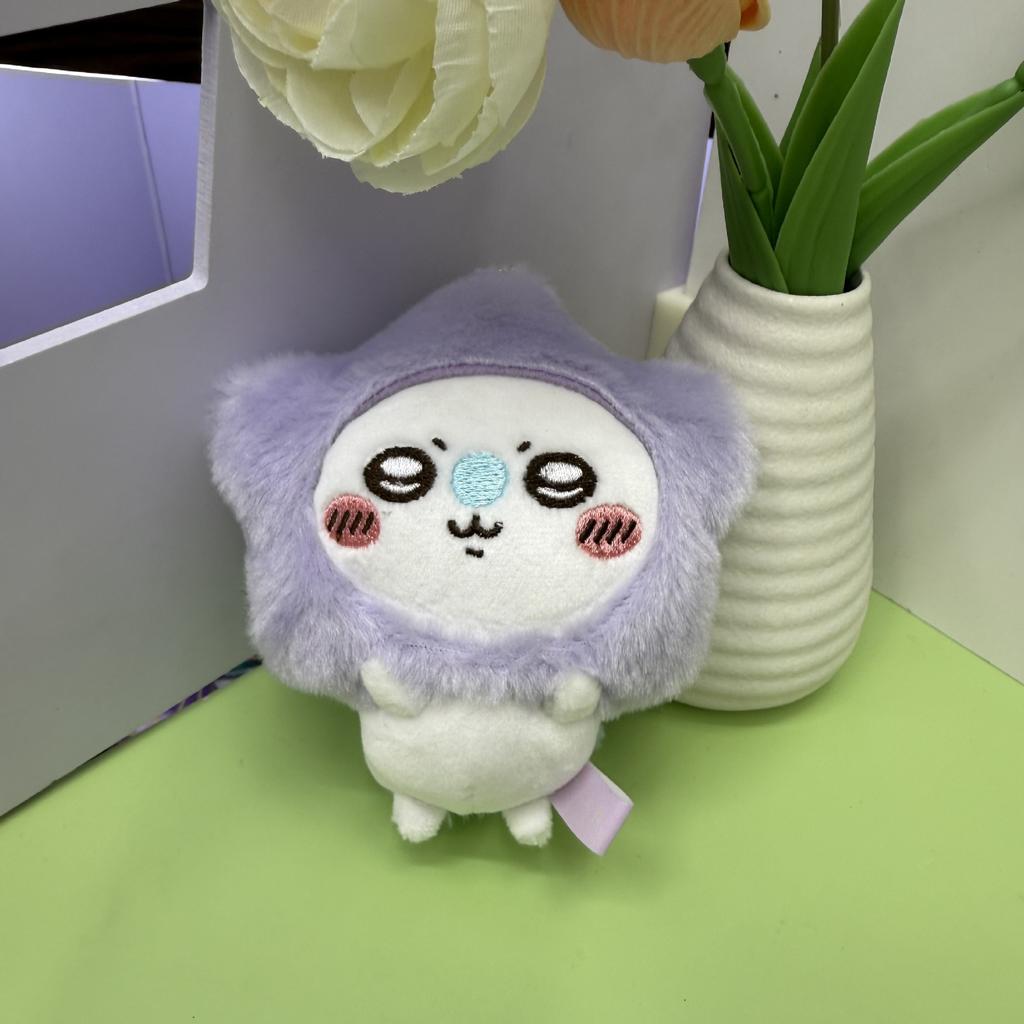 Chiikawa Plush Star Keychain Usagi Hachiware Momoga Chikawa Flying Squirrel Cute Stuffed Pendant Toy Bag Charm
