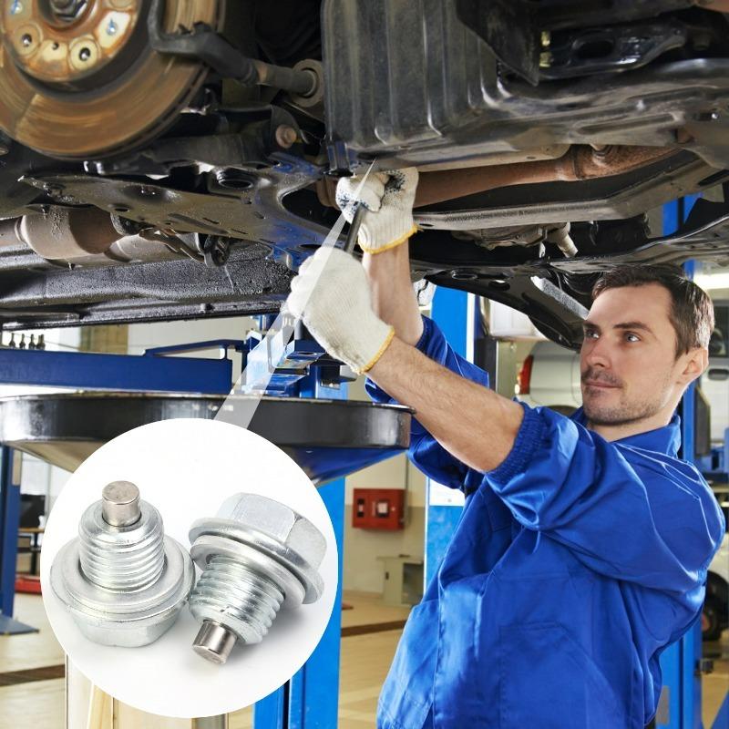 Car Engine Oil Pan Drain Plug Bolt M14*1.5 Silver with Washer Magnetic Oil Drain Screws Seal Ring for Modern Kia Accessories