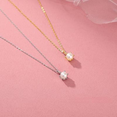 Απλό Κολιέ Μαργαριταριών για Γυναίκες με Προηγμένο Γαλλικό Ατμοσφαιρικό Σχέδιο και Κομψή Αλυσίδα Κλείδας