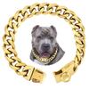 Titanium Steel Dog Chain Collar Harnesses 15mm Stainless Steel Gold Collar 19mm Silver for Small Dogs Pet Products Supplies