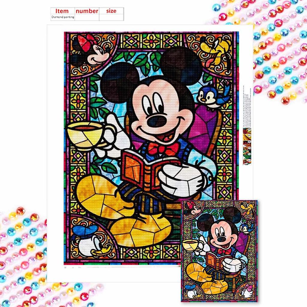 DIY Diamond Painting Mickey Drinking Coffee Cross Stitch Kit Mosaic Art Diamond Painting Full Circle Diamond Home Decoration