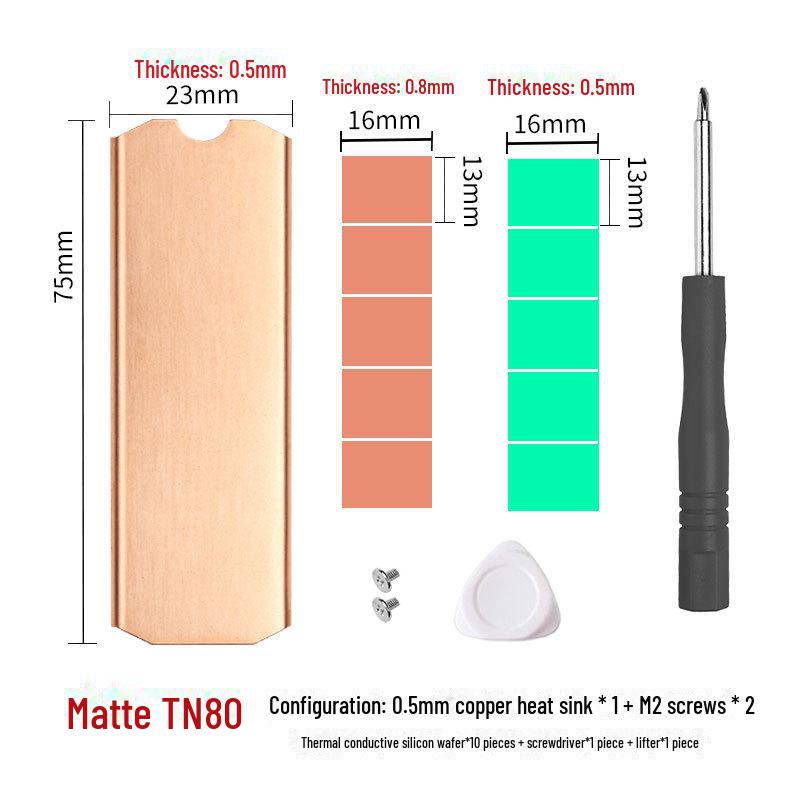 Hanche Copper Heat Sink Vest for M.2 SSDs (2242, 2280, 2230)