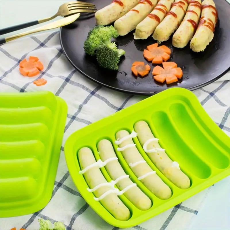 Silicone Sausage Maker - Food Grade, DIY Handmade Ham Baking Mold, Rectangular Shape with Individual Cavities for Perfect Meat Strips