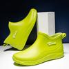 2025 short tube fashion rain shoes men, non-slip shoes low-top outdoor car wash waterproof shoes lightweight