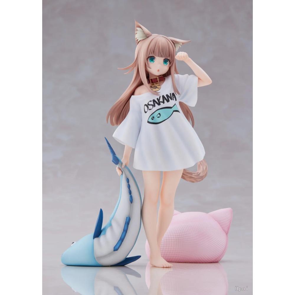 19CM Anime Figure My Cat Is A Adorable Girls Soy Flour White T-Shirt Standing Fine Morning Model PVC Present Collection Action Toy