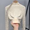 Half Turtleneck Base Shirt for Women New Women's French Lace Lace Shirt Thermal Inner Waist Top