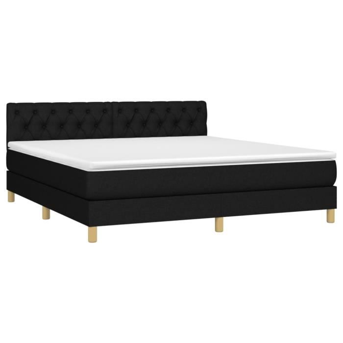 3140867 vidaXL Lit à sommier tapissier avec matelas Noir 160x200 cm Tissu
