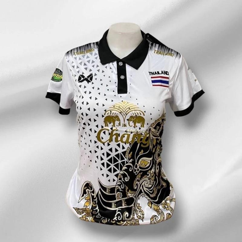 Женская сборная Таиланда по футболу, тренировочная футболка с принтом болельщика, винтажная ретро-быстросохнущая рубашка-поло с коротким рукавом, спортивная форма со слоном, для активного отдыха One Size: XL