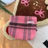 Ins Korean Plaid Retro Makeup Bag for Women Clutch Bag Large Capacity Woolen Cosmetic Bags Makeup Pouch Coin Purse Key Phone Bag