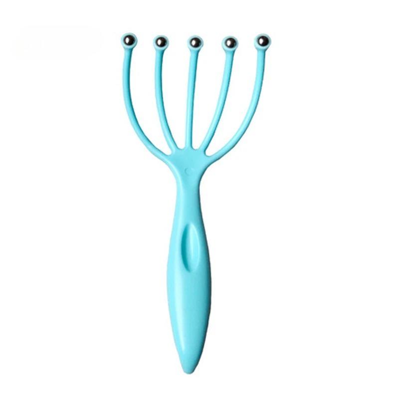 

5 Claws Head Massager Portable Scalp Neck Comb Roller Steel Ball Hand Held Relax Spa Hair Care For Hair Stress Relief синій