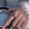 Anello Regolabile Punk Goth con Cuore di Cristallo Rosso Irregolare per Donne Ragazze Dita Oscure con Spine Amore Gioielli per Feste Moda Regali