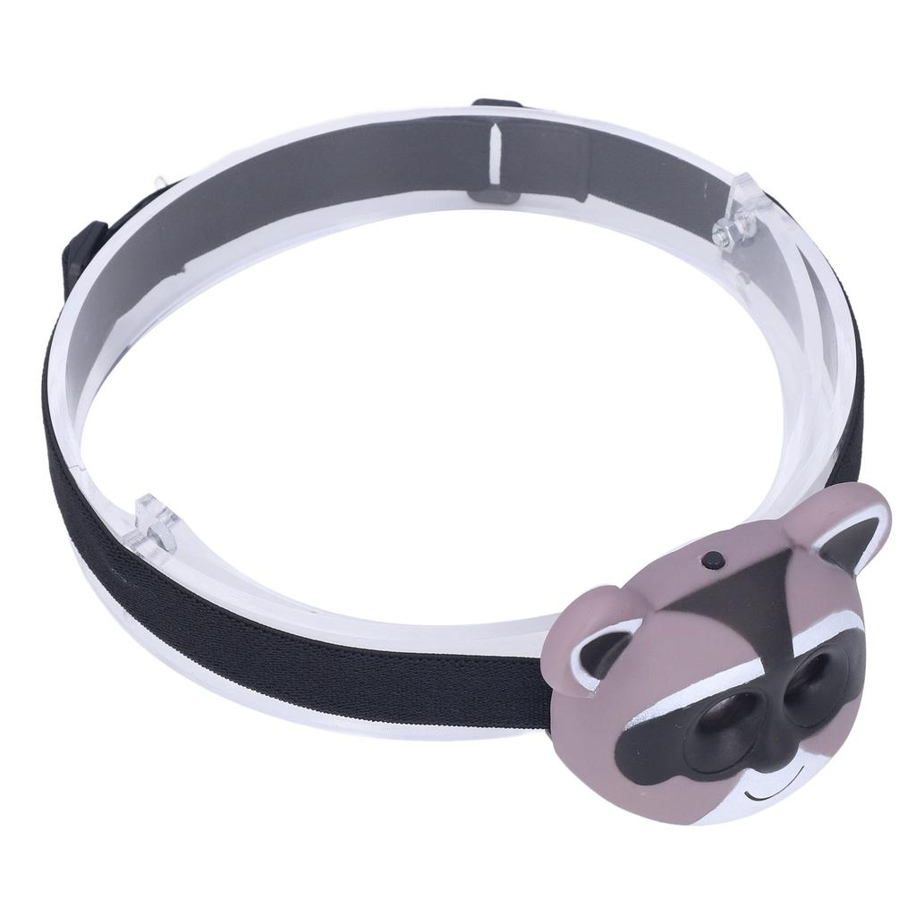 Kids Headlamp Raccoon Appearance 2 Lighting Modes Lightweight Battery Powered Plastic LED Headlight for Children