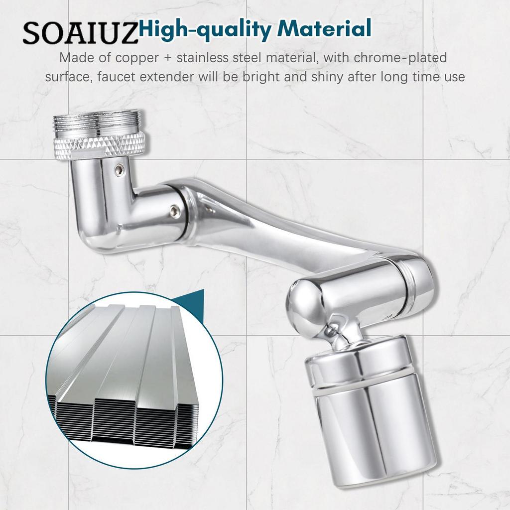 Aoresac Universeller Schwenkbarer Wasserhahnverlängerer 1440 Grad Drehbarer Wasserhahn-Belüfter mit 2 Wasserauslassmodi