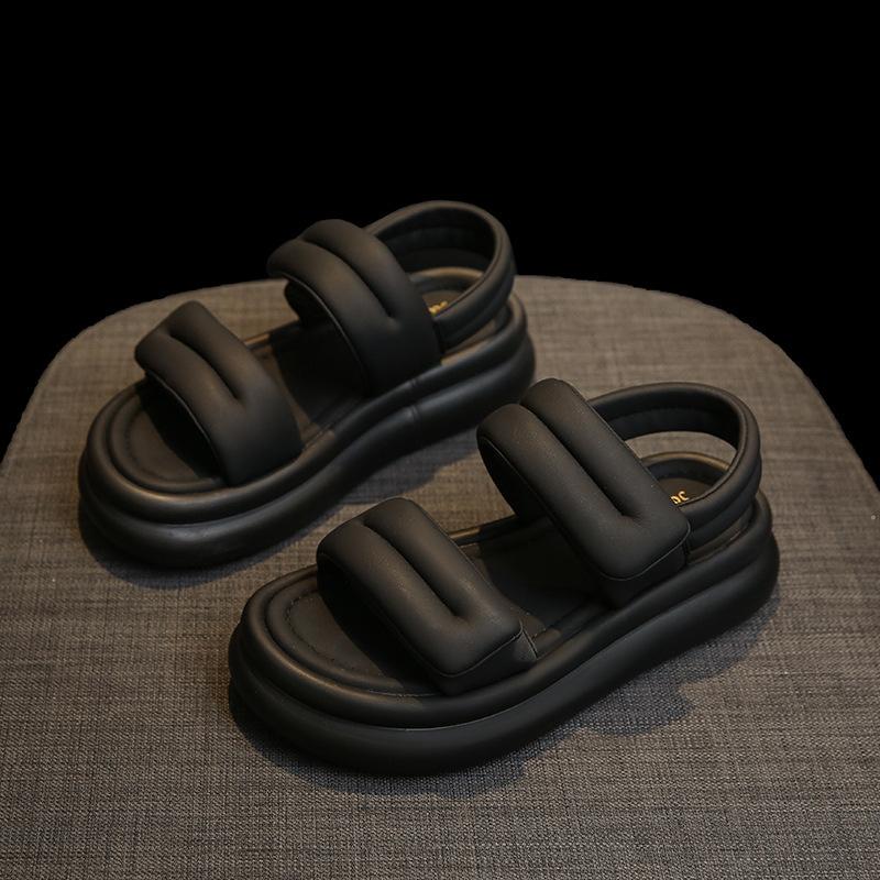 

Platform sandals women s new 2025 summer versatile Velcro casual sports Roman beach shoes women 35 чёрный