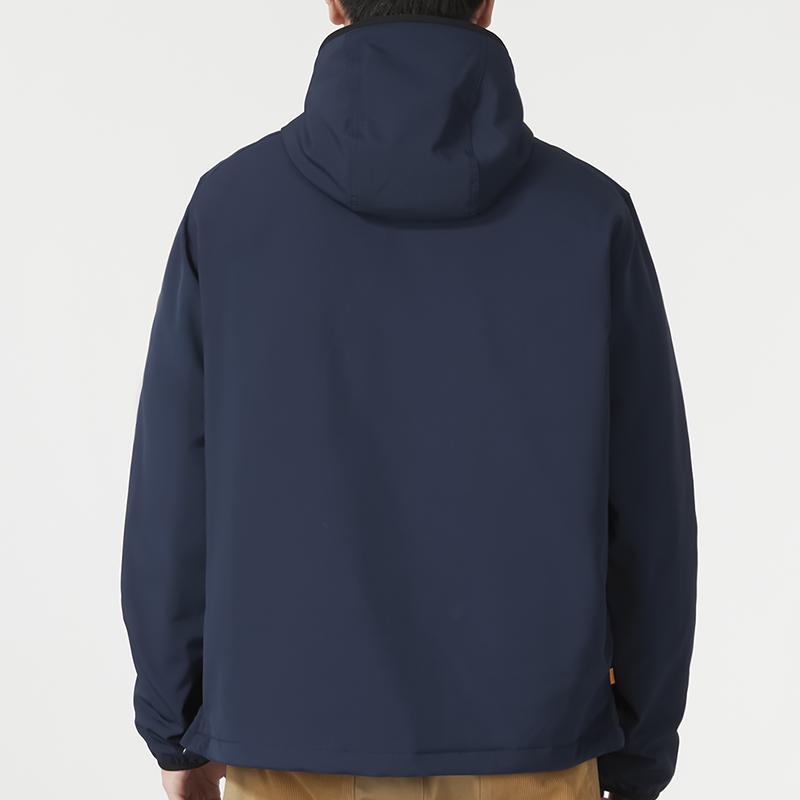 Timberland Solid Color Logo Outdoor Windproof Warm Hooded Cotton Jacket Men Jacket Blue A43MR-433