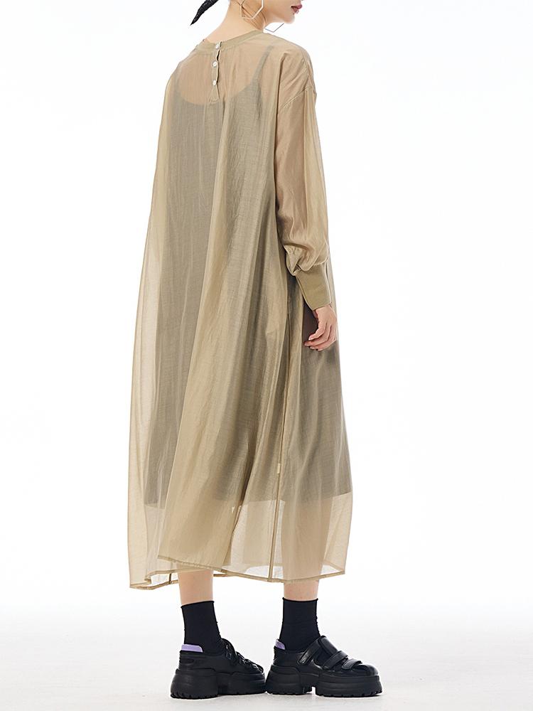 Xitao Perspektive Mesh Weibliche Langarm Kleider LJ1072