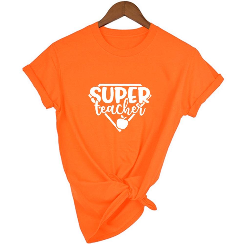 Super Teacher Letter Print Graphic Summer Tees Women Short Sleeve O Neck T Shirt Vintage Harajuku
