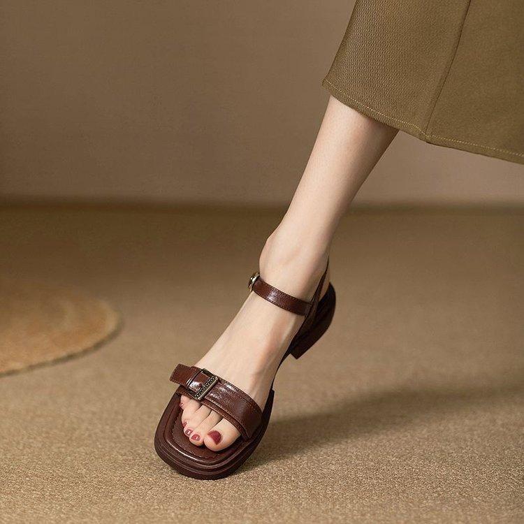 Large Size Minimalist Women's Flat Sandals, Beach Open Toed Sandals