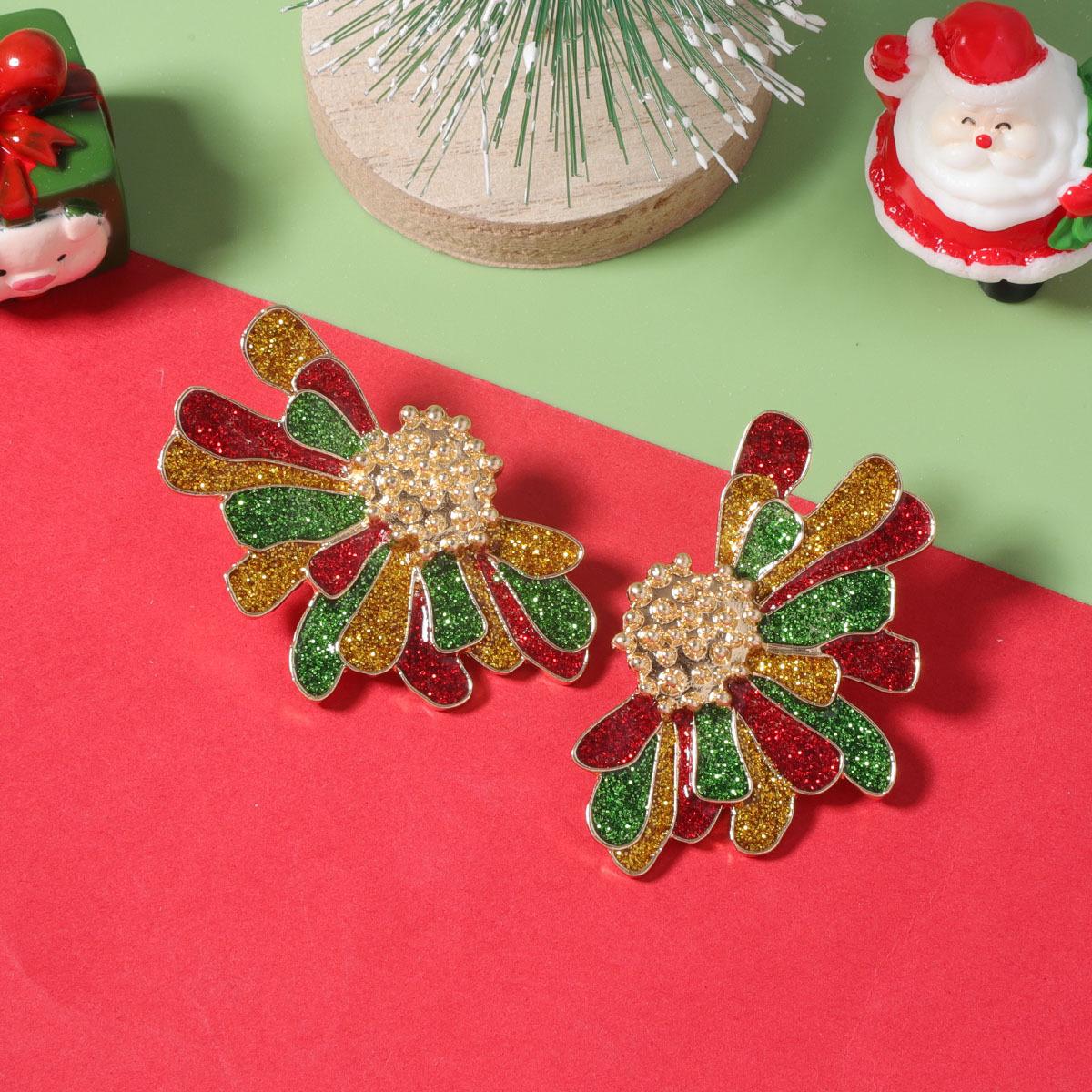 

Christmas fashion, simple elements, stud earrings, women s design, exaggerated, irregular and irregular-shaped flower earrings
