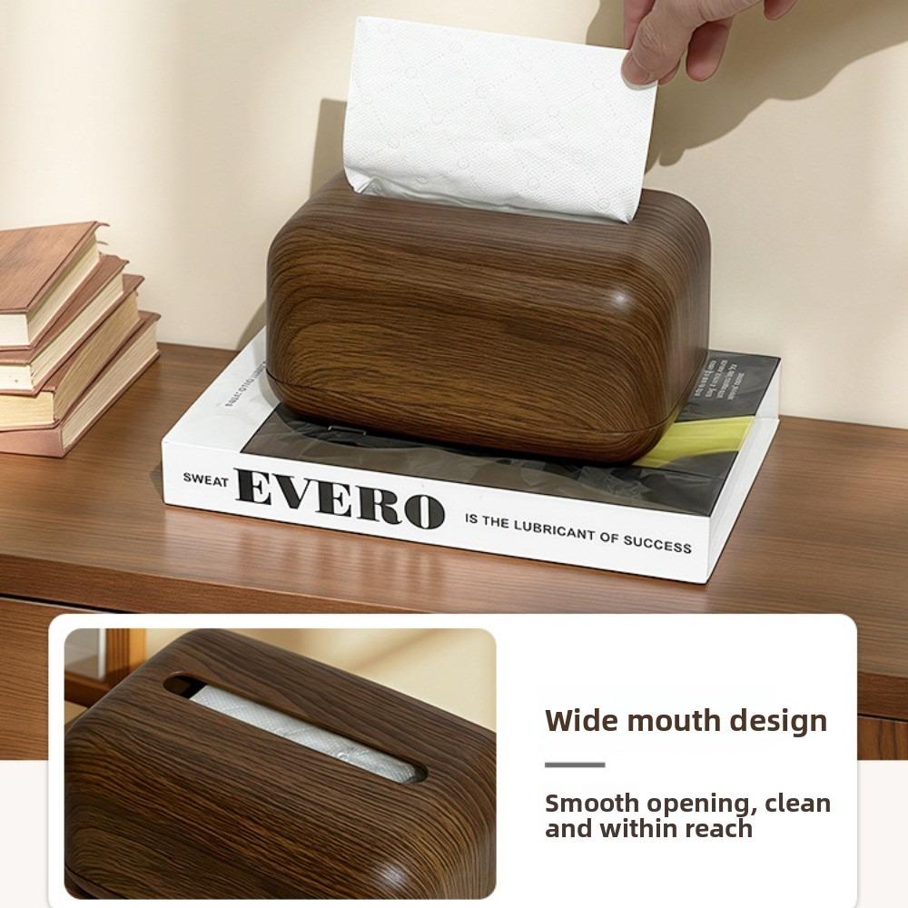Ins Style Imitation Wood Grain Tissue Box Anti Slip Napkin Dispenser  Coffee Table