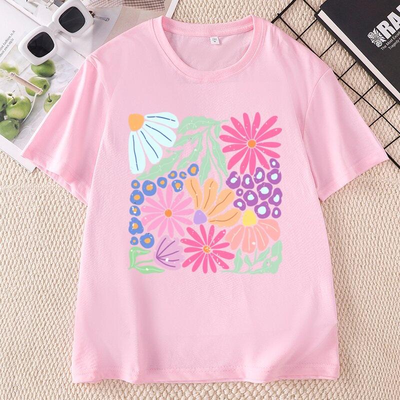 Trendy Boho Floral TShirt Unisex Flower Graphic Tshirt Cute Spring Garden Botanical Top Summer Unisexs Round Neck Printed
