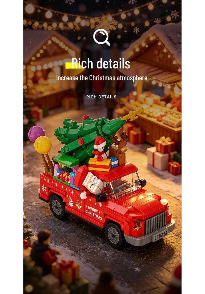 Christmas Red Cart Building Blocks Educational Toy for Children