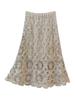 Luxury Sequin Hollow Knit Midi Skirt - Women's High-Waisted A-Line for Spring 2026