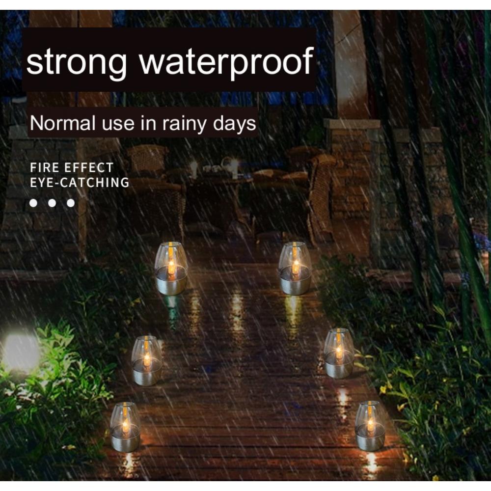 Solar Light Outdoor Garden Led Stainless Steel Candle Light Lawn Deck Night Light Landscape Garden Halloween Christmas Holiday Atmosphere Light