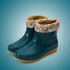 Women's Fashion Anti Slip Waterproof Short Tube With Cotton Rain Boots Kitchen Work Rubber Shoes