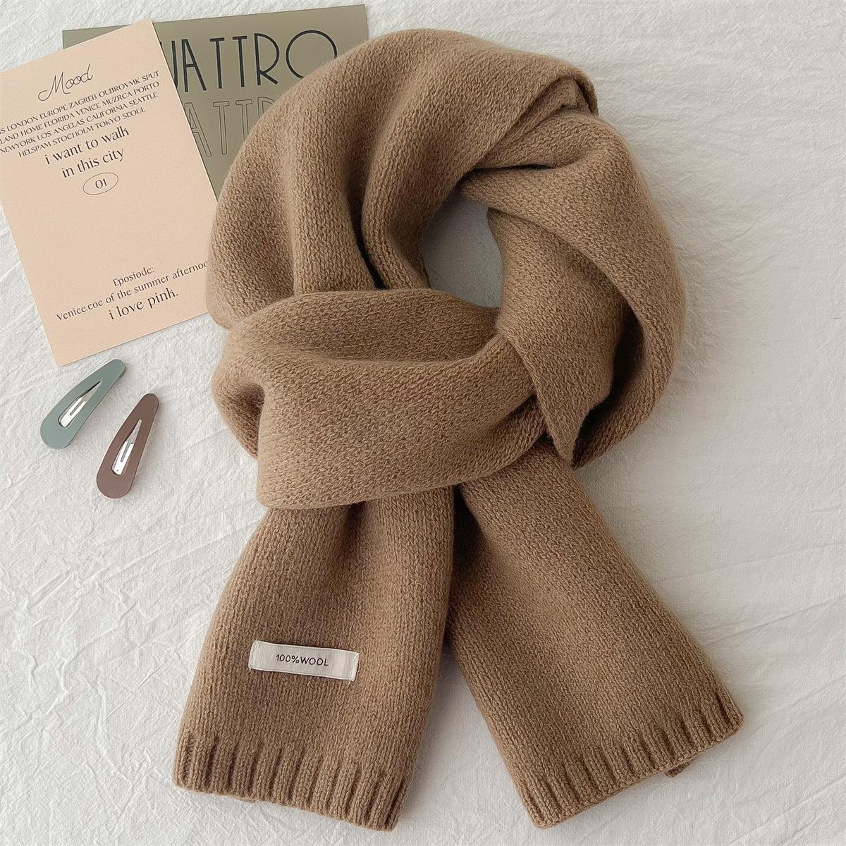 

Австралійська Чиста Вовна, 100% Кашеміровий Шарф, Новий Стиль 2025, Універсальний, Унісекс, Зимове Тепло, В язаний Шарф 160*20cm верблюд