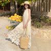 French Retro Loose Suspenders Medium Length and Thin Sleeveless Long Dress Yunnan Travel Vacation Dress Women