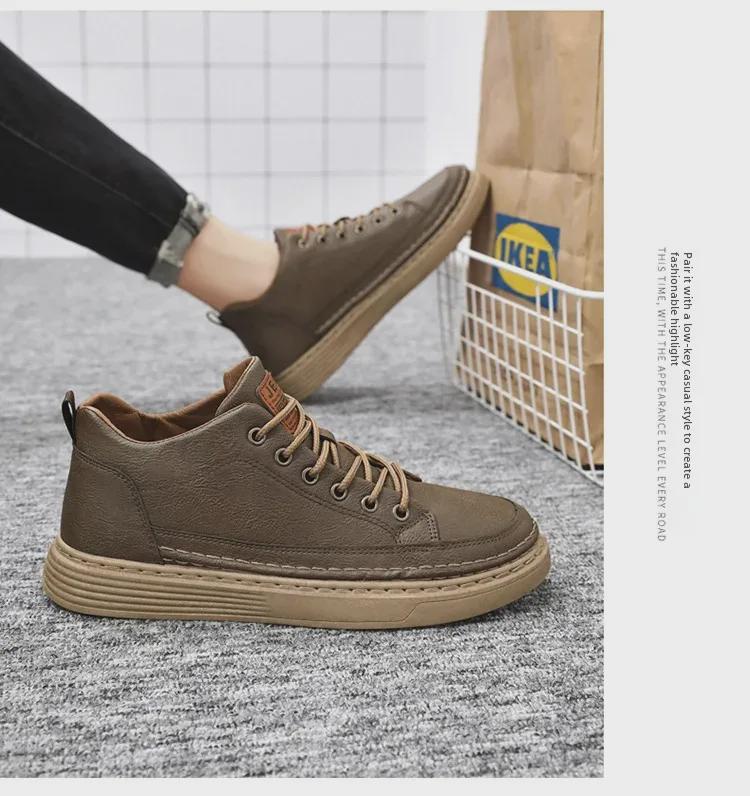 Men's Spring Waterproof Non-Slip Casual Black Leather Shoes