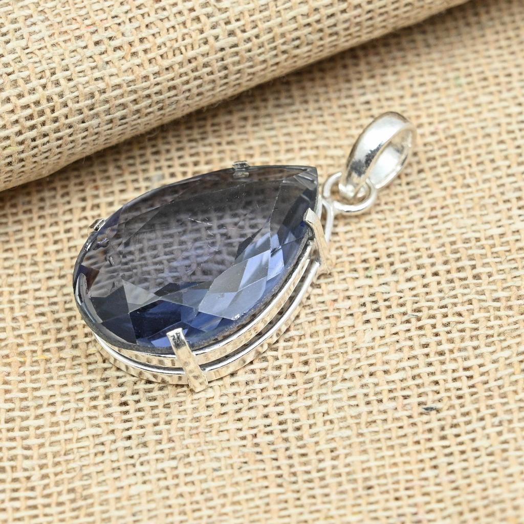 Faceted Amethyst Gemstone 925 Sterling Silver Handmade Pear Shaped Jewelry Pendant
