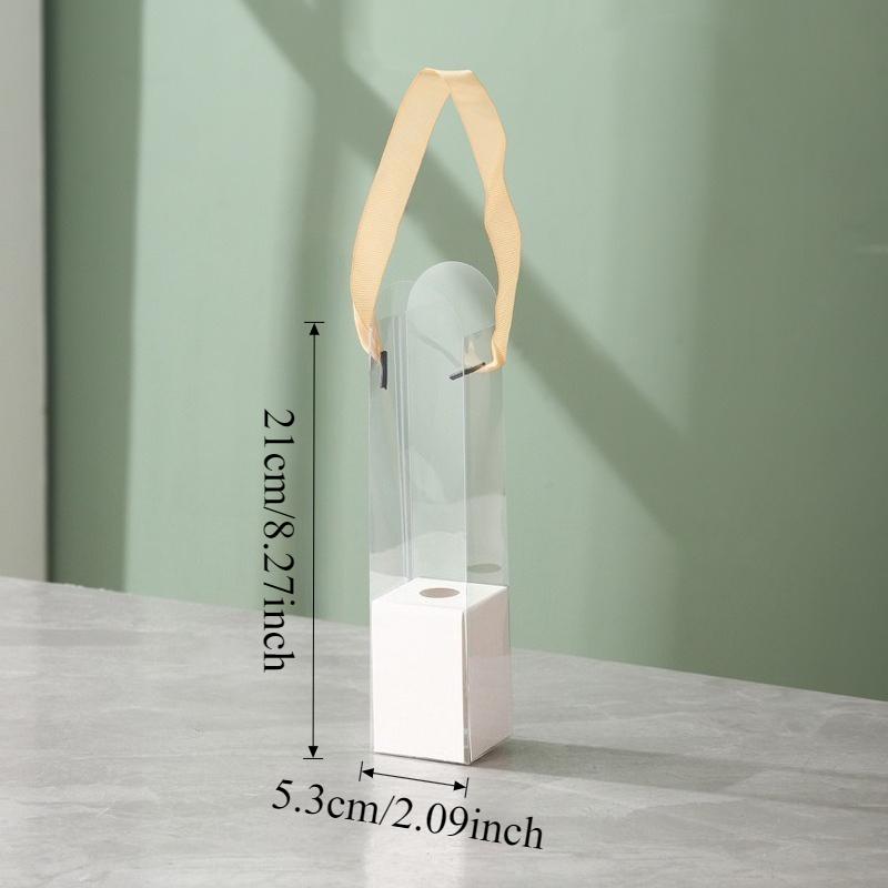 5er-Set Tragbare Klare Plastik-Blumenkästen Transparente Handheld-Rosen-Geschenkbox für Blumenstraußverpackung Kleine Florale DIY-Hülle Taschen