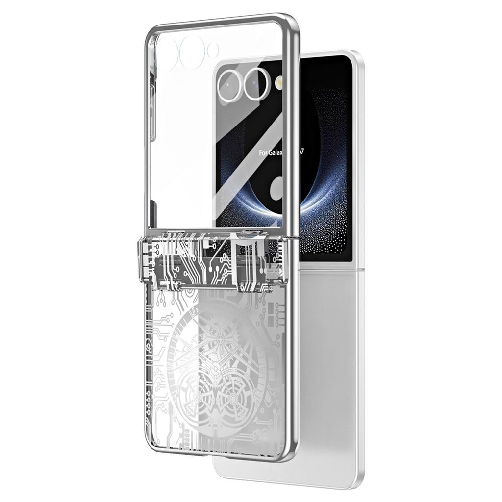 For Samsung Galaxy Z Flip7 5G Case Mechanical Legend Electroplating PC Phone Cover with Rear Screen Film