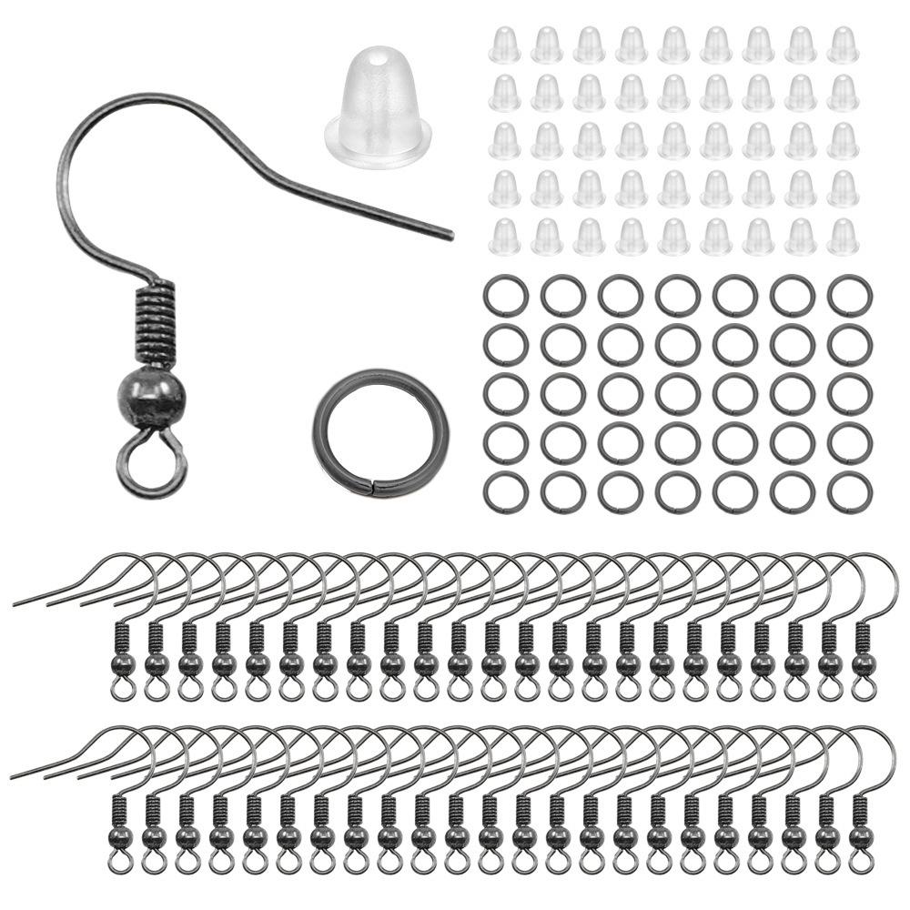 DIY Jewelry Kit: 100-Pc Earring Hooks, Single Loop, Large Hooks, 4mm Earplugs